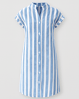 Esme | Striped Shirt Dress - Relaxed Fit Cotton Blend - Short Sleeves for Summer