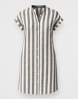 Esme | Striped Shirt Dress - Relaxed Fit Cotton Blend - Short Sleeves for Summer