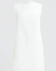 Sara | White Eyelet Dress - Sleeveless Design - High Neckline - Shift Silhouette