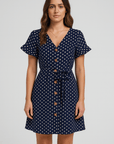 Rylee | Women's Polka Dot Summer Dress with Ruffle Sleeves – Relaxed Fit Cotton Button Front