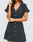 Rylee | Women's Polka Dot Summer Dress with Ruffle Sleeves – Relaxed Fit Cotton Button Front