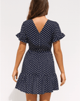 Rylee | Women's Polka Dot Summer Dress with Ruffle Sleeves – Relaxed Fit Cotton Button Front