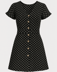 Rylee | Women's Polka Dot Summer Dress with Ruffle Sleeves – Relaxed Fit Cotton Button Front