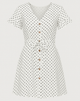 Rylee | Women's Polka Dot Summer Dress with Ruffle Sleeves – Relaxed Fit Cotton Button Front