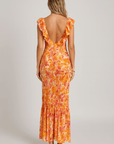 Elodie | Tie-Dye Ruffle Maxi Dress - Deep V-Neckline - Flounce Hem
