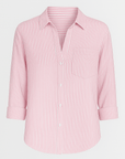 Adeline | Striped Button-Down Shirt - Relaxed Fit - Chest Pocket Detail - Roll-Tab Sleeves