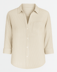 Adeline | Striped Button-Down Shirt - Relaxed Fit - Chest Pocket Detail - Roll-Tab Sleeves