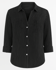 Adeline | Striped Button-Down Shirt - Relaxed Fit - Chest Pocket Detail - Roll-Tab Sleeves