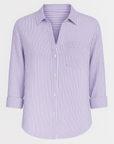 Adeline | Striped Button-Down Shirt - Relaxed Fit - Chest Pocket Detail - Roll-Tab Sleeves