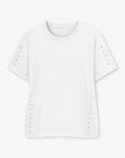 Calliope | Studded Oversized T-Shirt - Rolled Sleeves - Washed Cotton - Side Stud Detail
