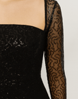 Rosalie | Women's Sequin Bodycon Mini Dress – Square Neck – Long Sleeve Cocktail & Formal Wear