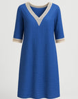 Marina | Women's Summer Linen Dress – V-Neck Lace Trim – Relaxed Fit & Comfortable