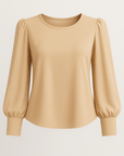 Geneva | Women's Satin Puff Sleeve Blouse – Elegant Relaxed Fit Summer Top for Women