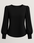 Geneva | Women's Satin Puff Sleeve Blouse – Elegant Relaxed Fit Summer Top for Women
