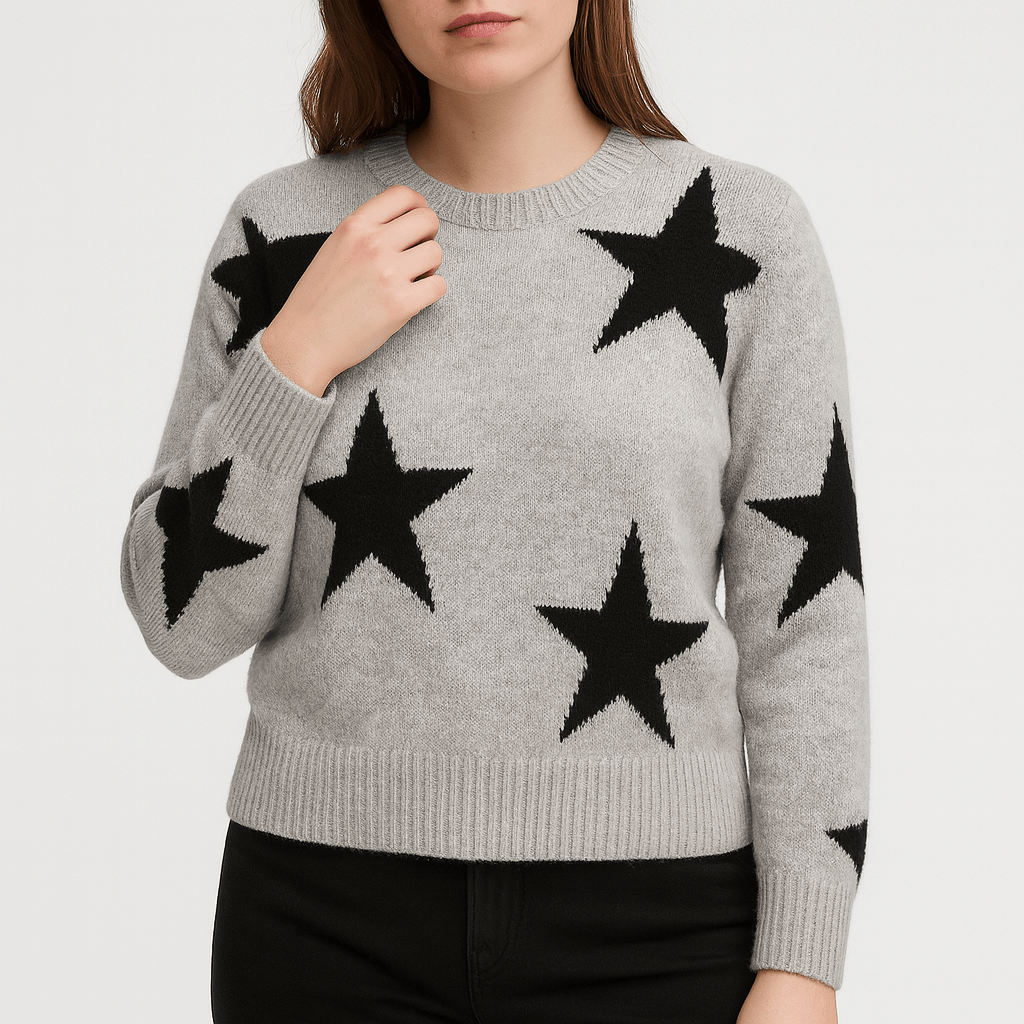 Meluvie | Women's Oversized Star Pattern Sweater