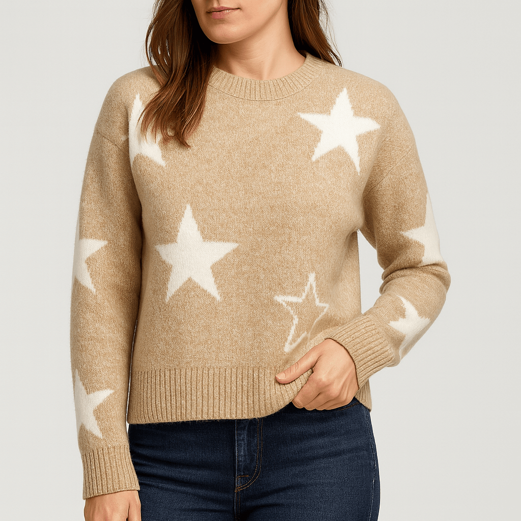 Meluvie | Women's Oversized Star Pattern Sweater