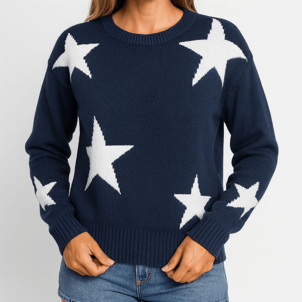 Meluvie | Women's Oversized Star Pattern Sweater