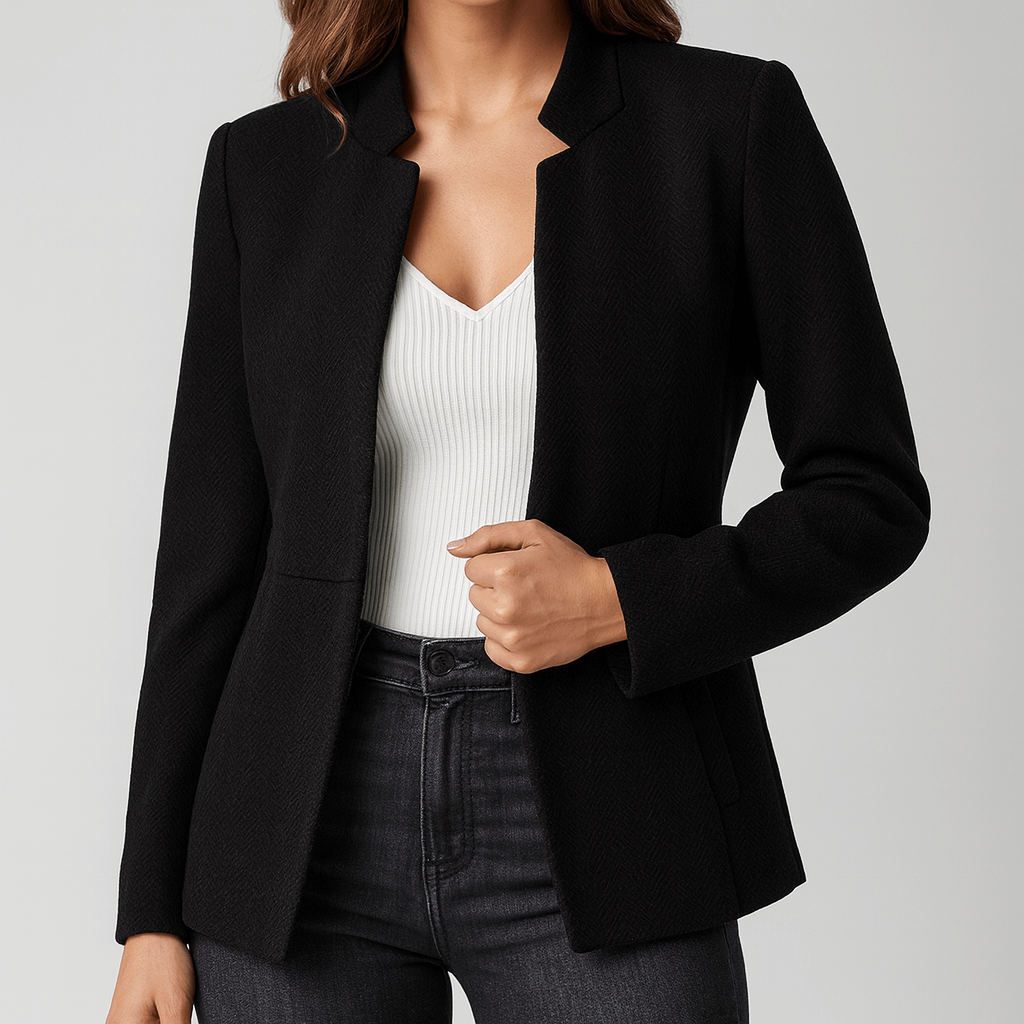 Meluvie | Collarless Herringbone Blazer