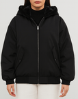 Meluvie | Oversized bomber jacket with plush hood