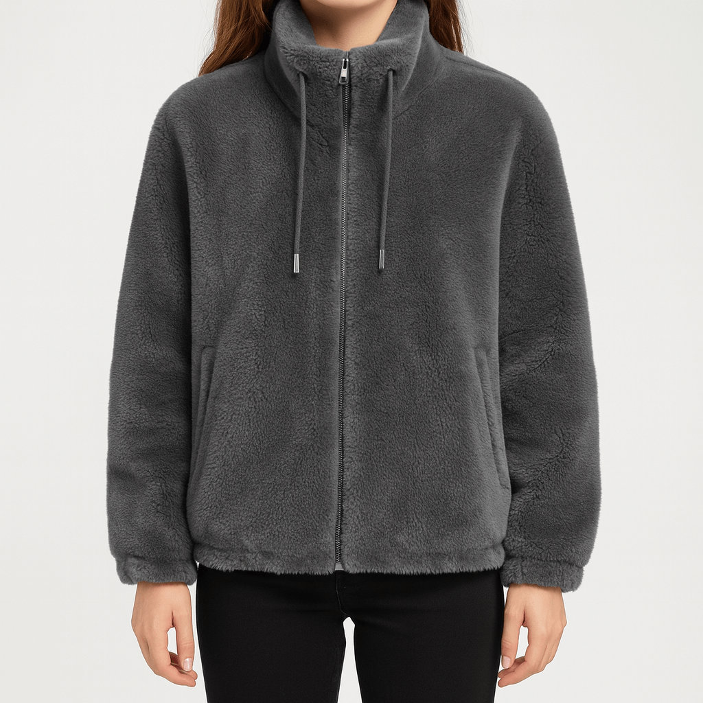 Meluvie | Plush fleece bomber jacket