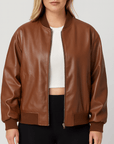 Meluvie | Relaxed fit leather look bomber jacket