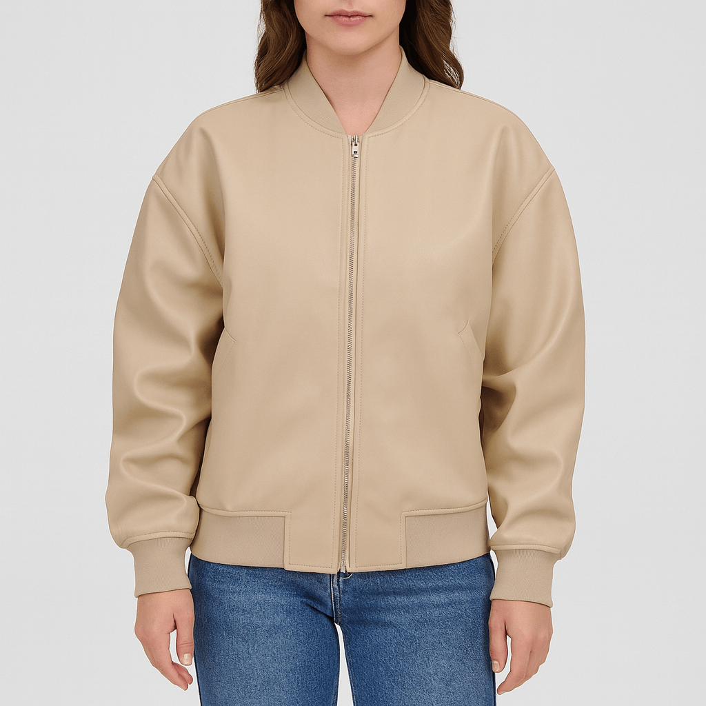 Meluvie | Relaxed fit leather look bomber jacket