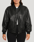 Meluvie | Relaxed fit leather look bomber jacket