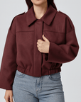 Meluvie | Cropped bomber jacket with lapel collar