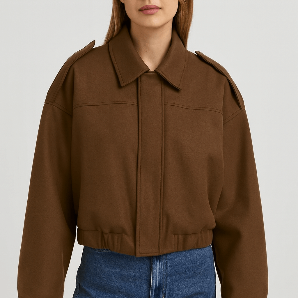 Meluvie | Cropped bomber jacket with lapel collar