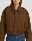 Meluvie | Cropped bomber jacket with lapel collar