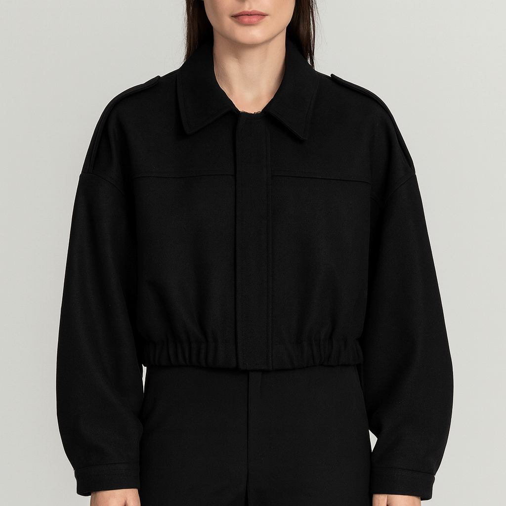 Meluvie | Cropped bomber jacket with lapel collar