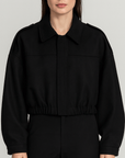 Meluvie | Cropped bomber jacket with lapel collar