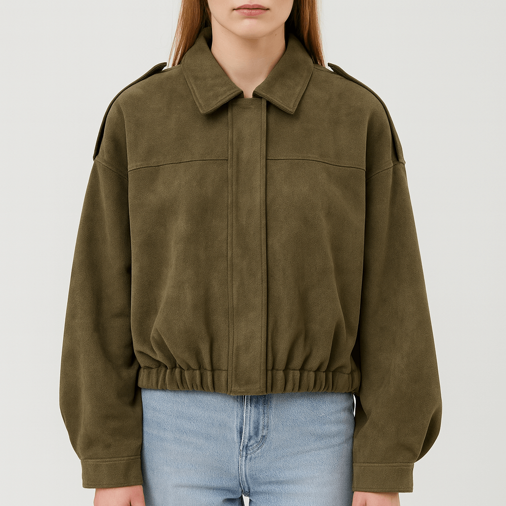 Meluvie | Cropped bomber jacket with lapel collar