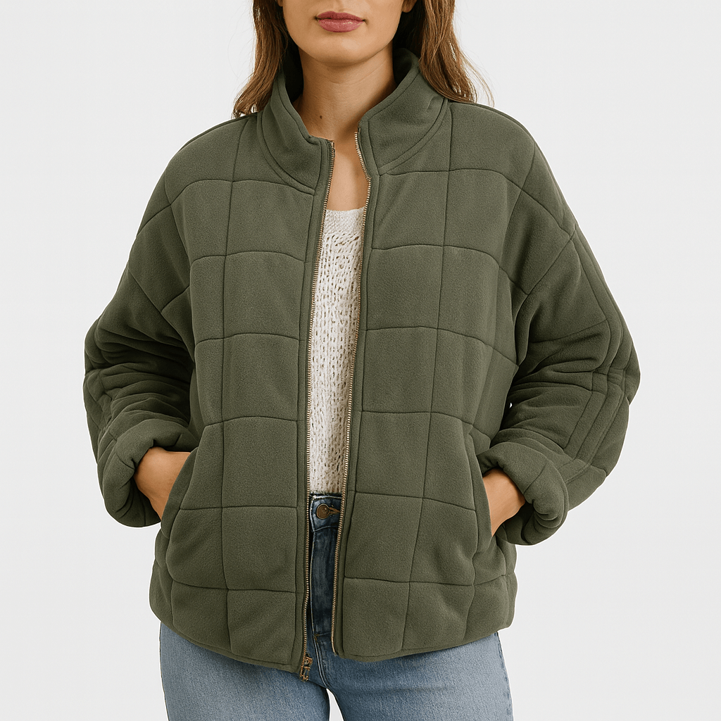 Meluvie | Quilted fleece zip jacket