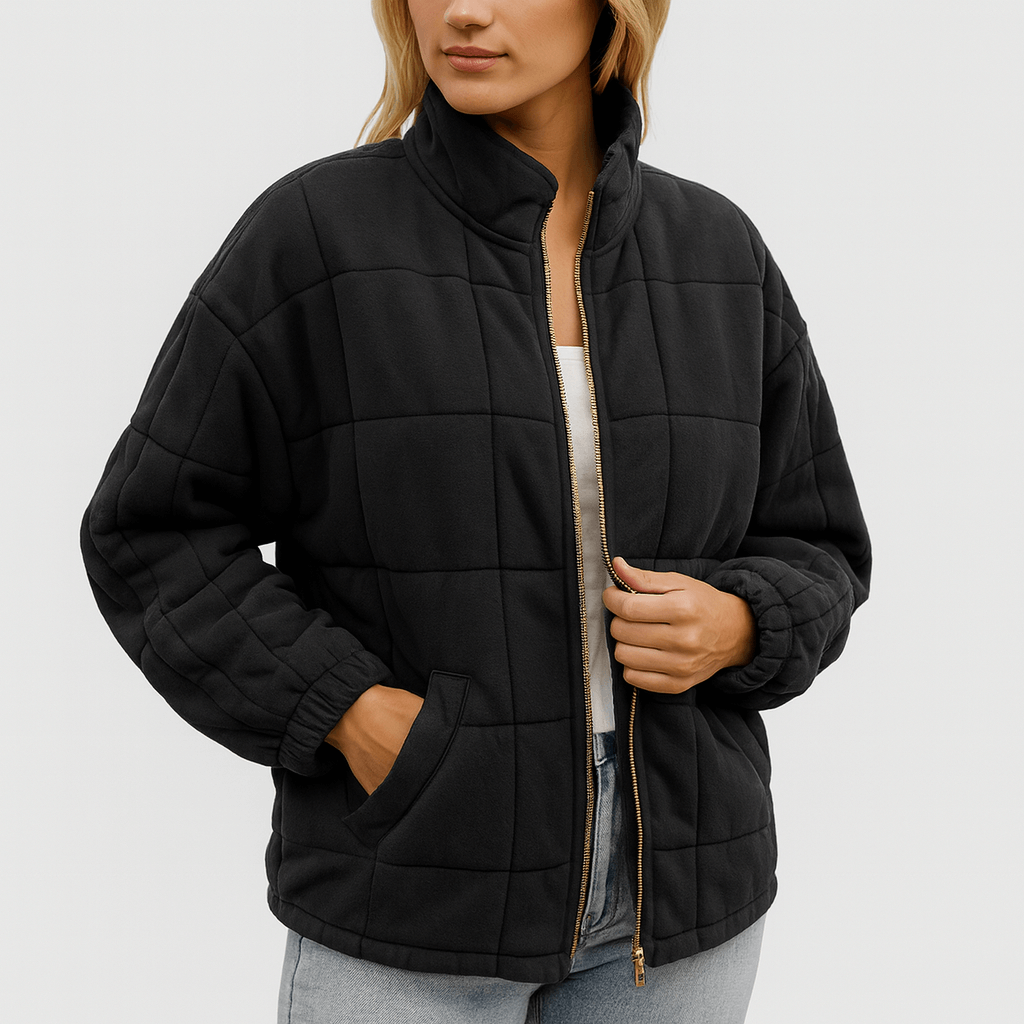 Meluvie | Quilted fleece zip jacket