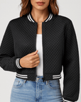 Meluvie | Cropped bomber jacket with baseball collar