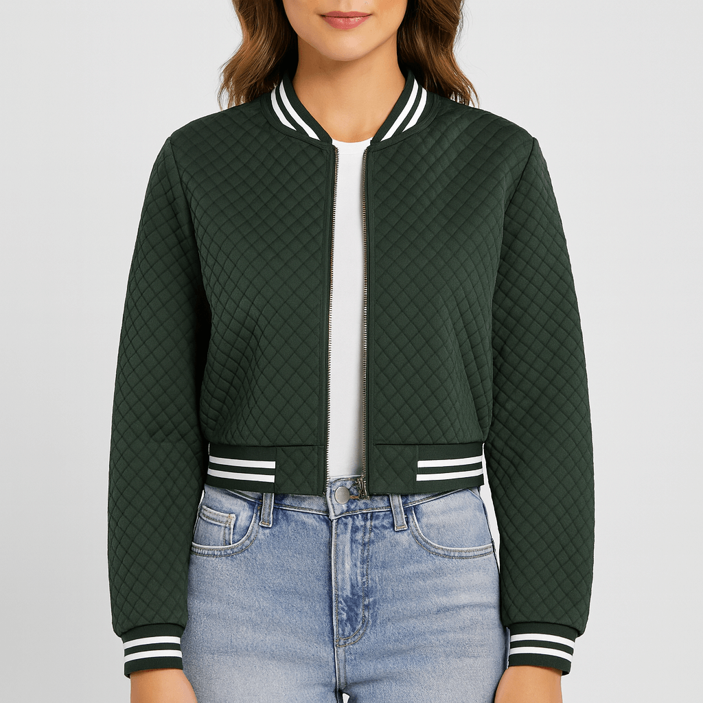 Meluvie | Cropped bomber jacket with baseball collar