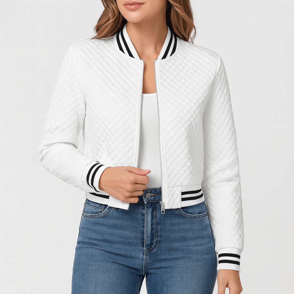 Meluvie | Cropped bomber jacket with baseball collar
