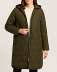 Meluvie | Quilted hooded longline coat