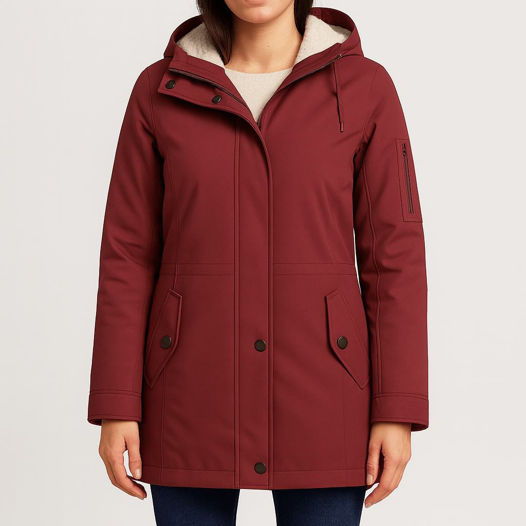 Meluvie | Tailored long coat with fur lining