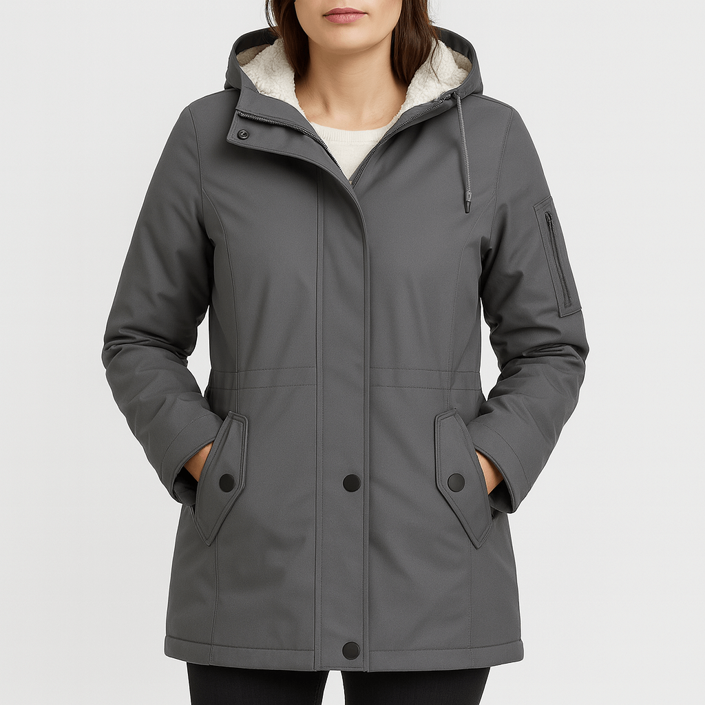 Meluvie | Tailored long coat with fur lining