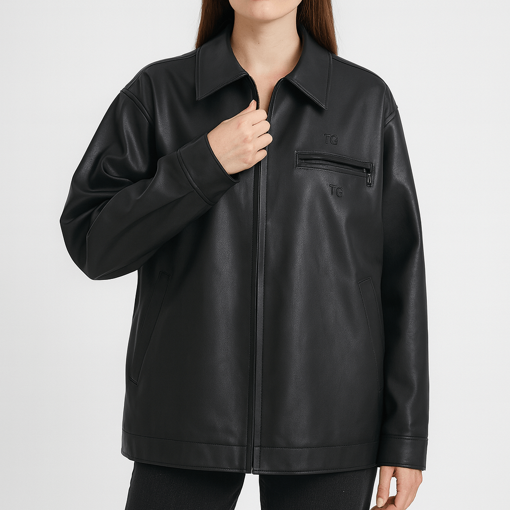 Meluvie | Oversized faux leather jacket