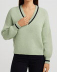 Meluvie | Women's Striped V-Neck Sweater – Relaxed Fit – Chic & Comfortable for Fall/Winter
