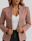 Meluvie | Collarless Herringbone Blazer