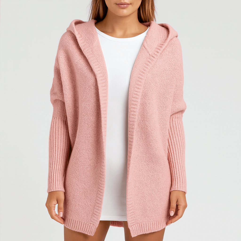 Meluvie | Soft wool blend oversized hooded cardigan