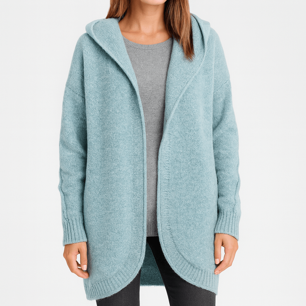 Meluvie | Soft wool blend oversized hooded cardigan