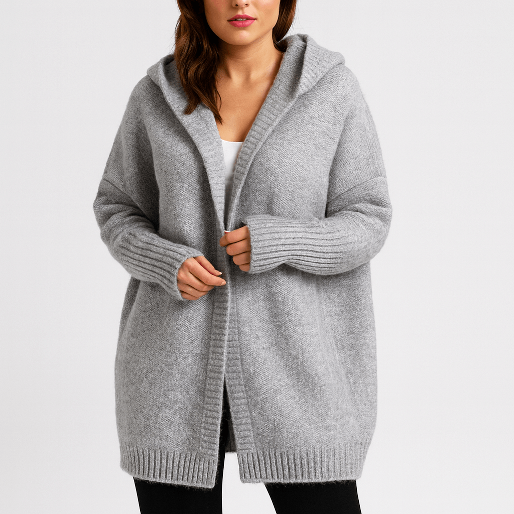 Meluvie | Soft wool blend oversized hooded cardigan