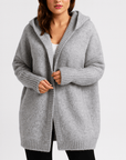Meluvie | Soft wool blend oversized hooded cardigan