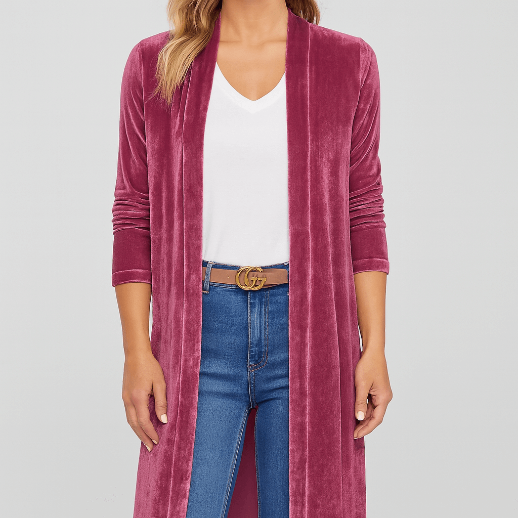 Meluvie | Soft velvet long cardigan