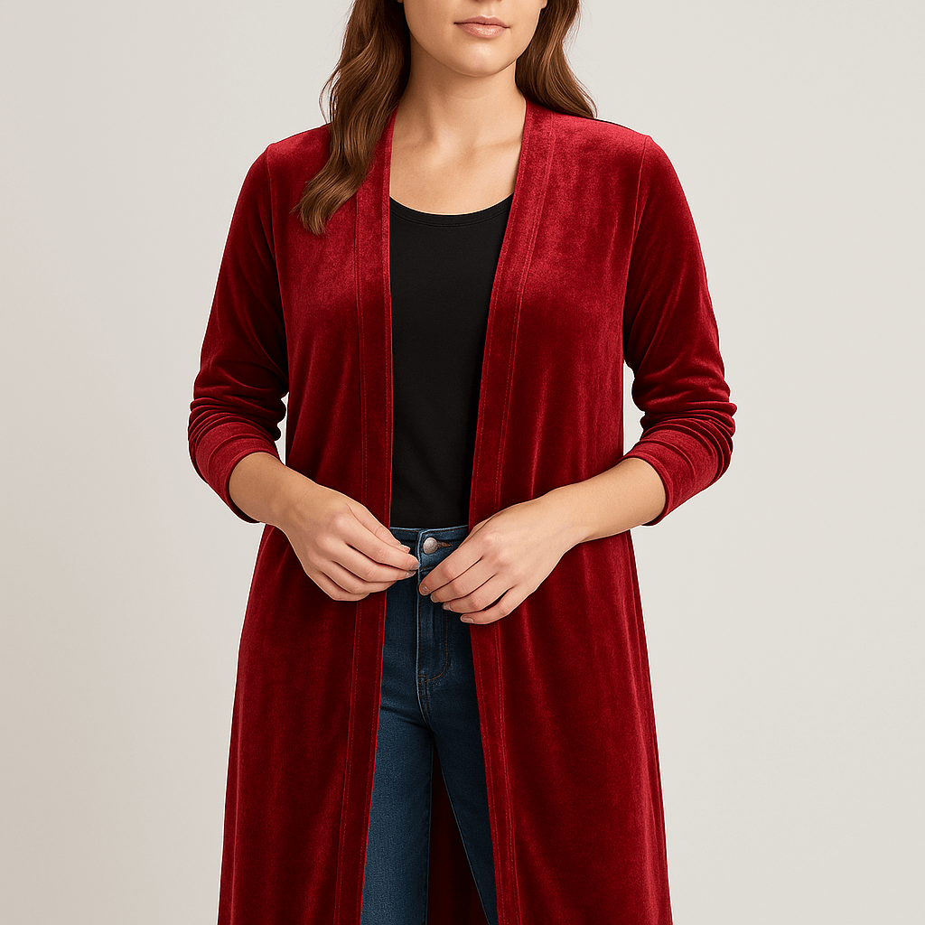 Meluvie | Soft velvet long cardigan